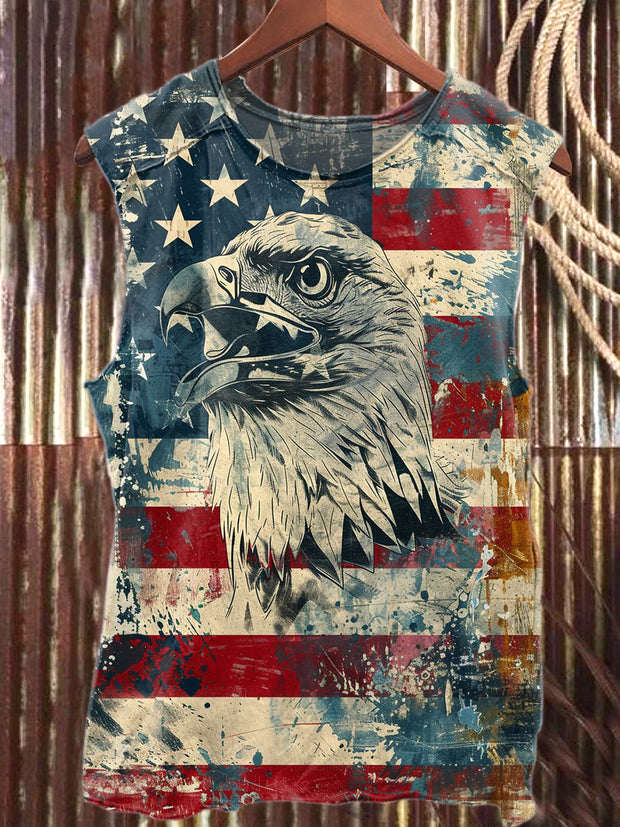 Vintage Independence Day Printed Cotton Tank Top