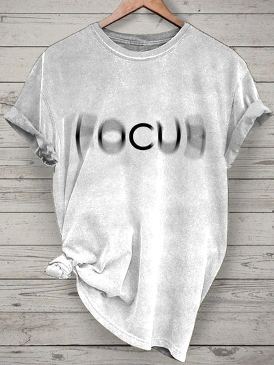 Unisex Focus Printed Vintage Fashion Loose Short Sleeve T-Shirt