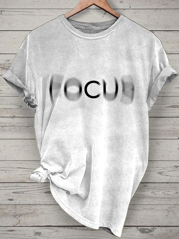 Unisex Focus Printed Vintage Fashion Loose Short Sleeve T-Shirt