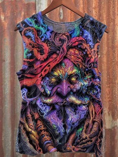 Fantasy World Old Man Printed Cotton Tank Top