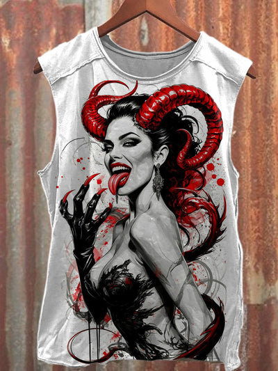 Retro Sexy Beauty Printed Cotton Tank Top