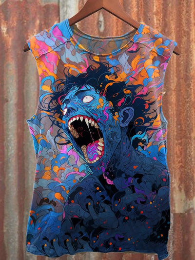 Fantasy Pop Graffiti Printed Cotton Tank Top