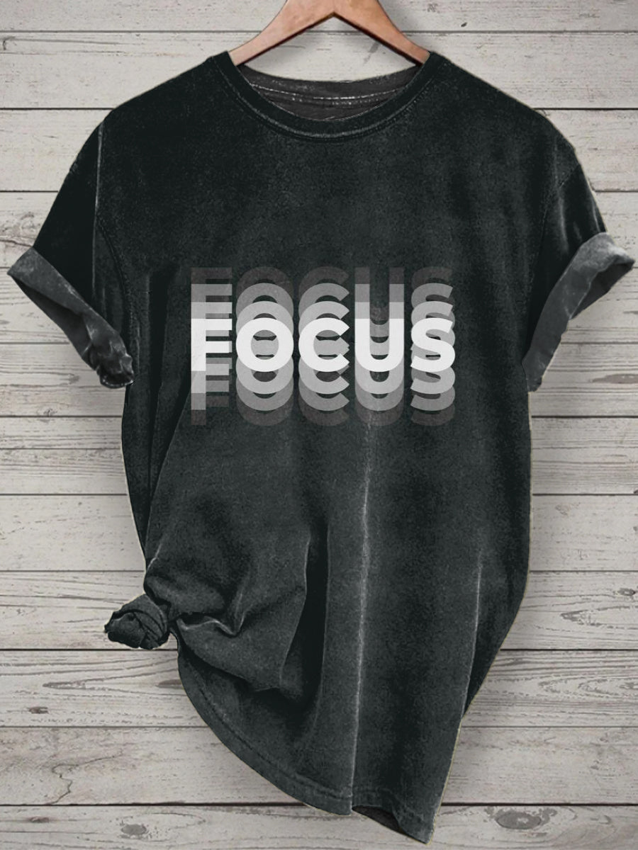 Unisex Focus Printed Vintage Fashion Loose Short Sleeve T-Shirt
