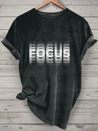 Unisex Focus Printed Vintage Fashion Loose Short Sleeve T-Shirt