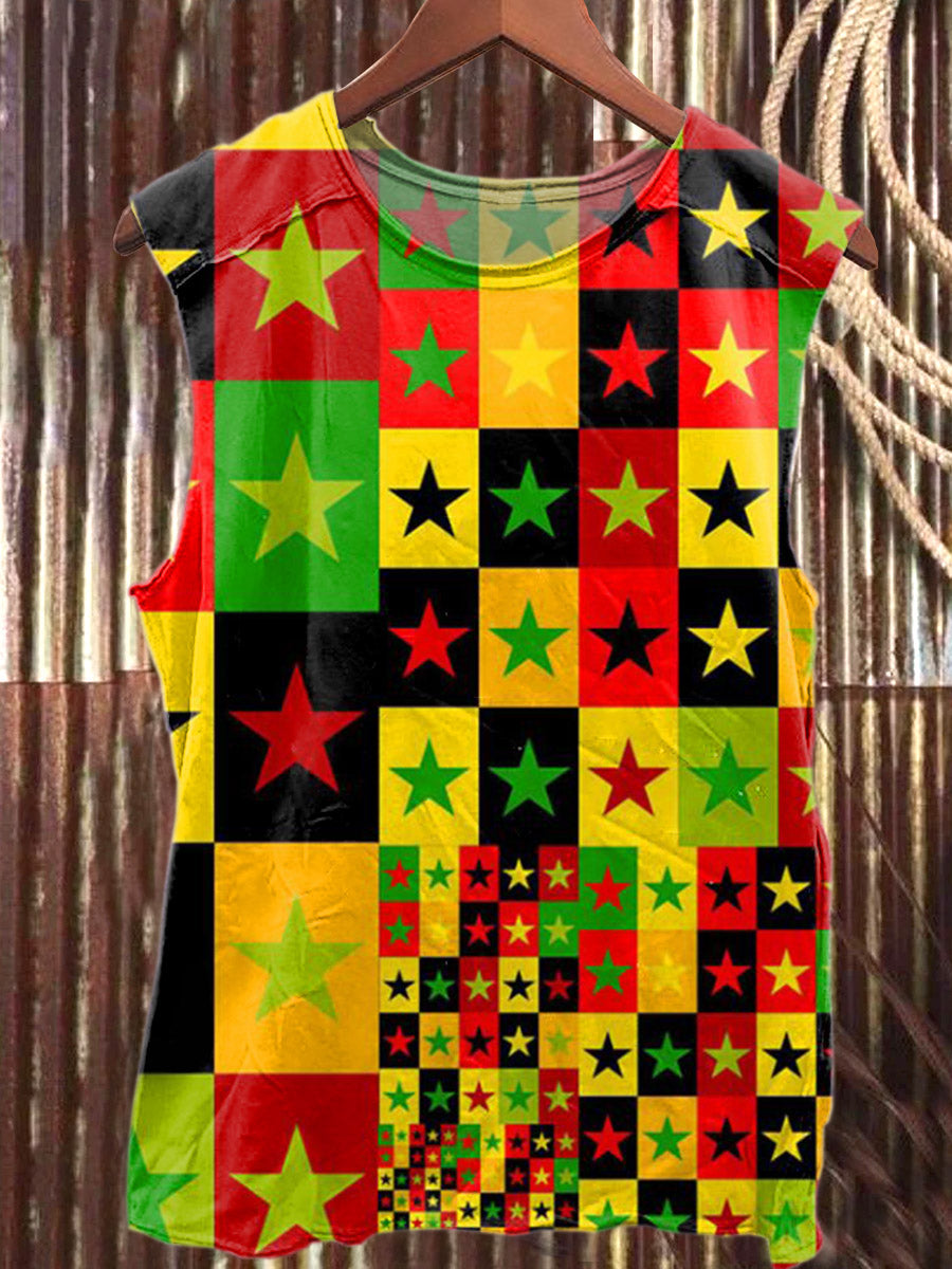Vintage Juneteenth Themed Printed Casual Cotton Tank Top