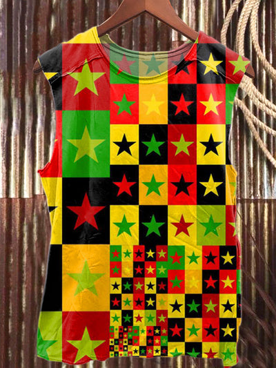 Vintage Juneteenth Themed Printed Casual Cotton Tank Top