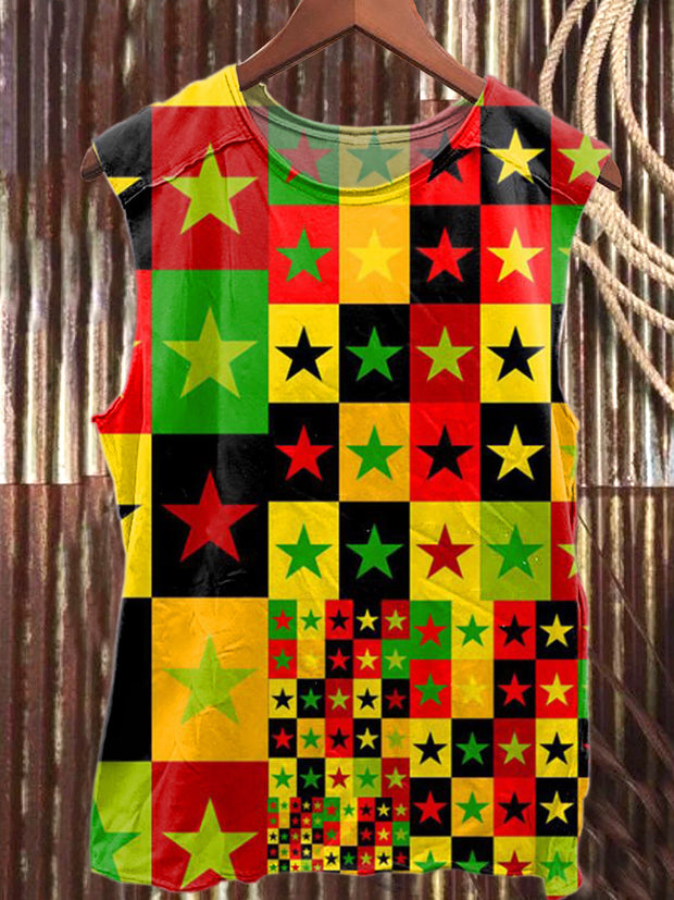 Vintage Juneteenth Themed Printed Casual Cotton Tank Top