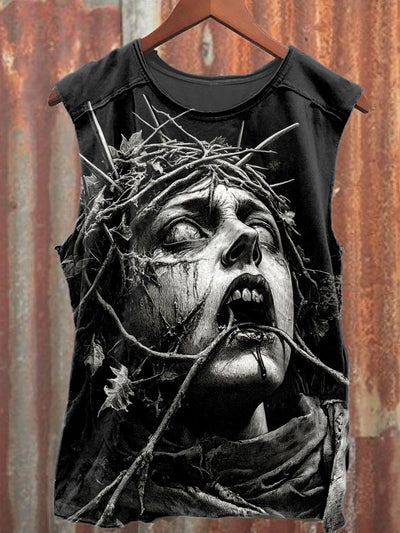 Horror Graffiti Print Cotton Tank Top