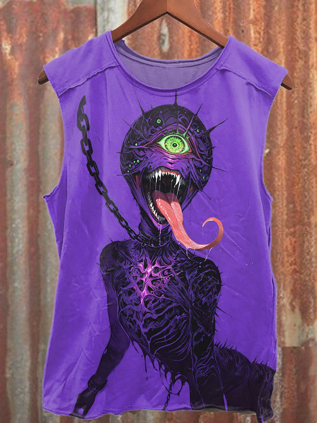 Retro Venom Graffiti Print Casual Cotton Tank Top
