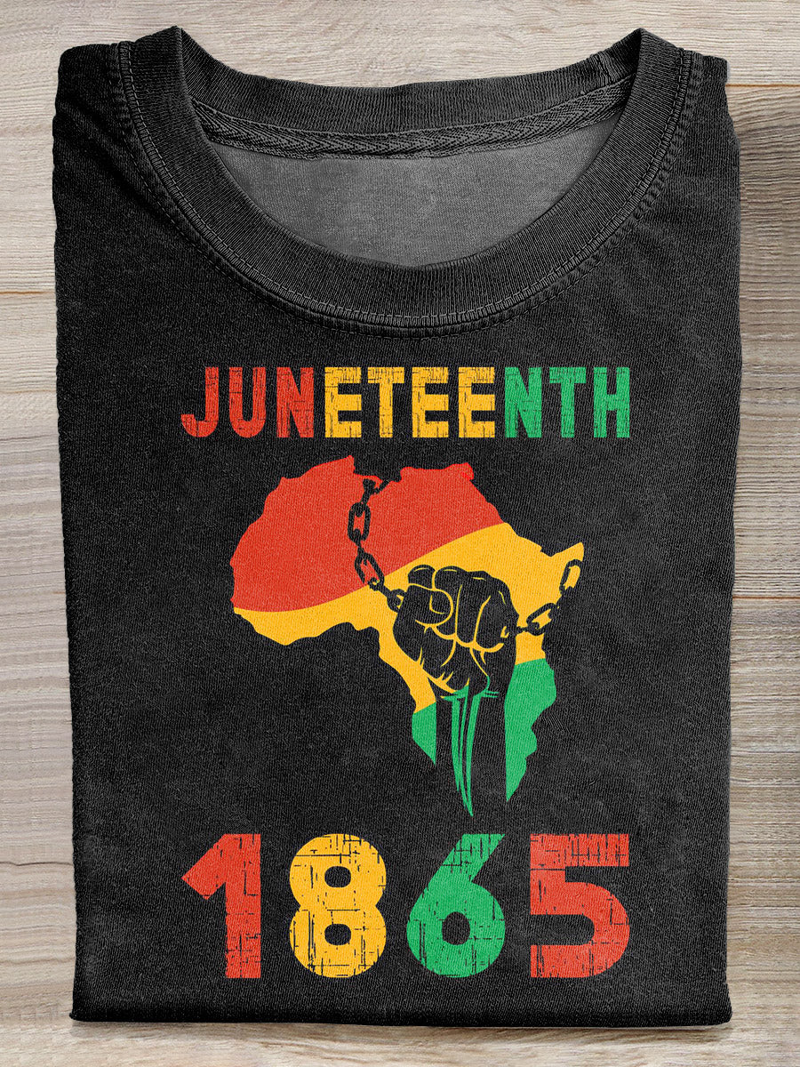 Vintage Juneteenth Art Print Casual Cotton T-Shirt