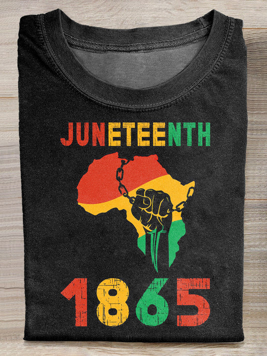 Vintage Juneteenth Art Print Casual Cotton T-Shirt