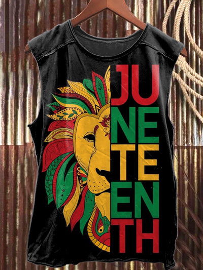 Vintage Juneteenth Themed Printed Casual Cotton Tank Top