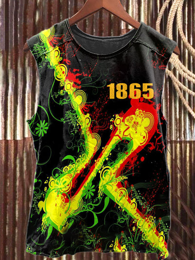 Vintage Juneteenth Themed Printed Casual Cotton Tank Top