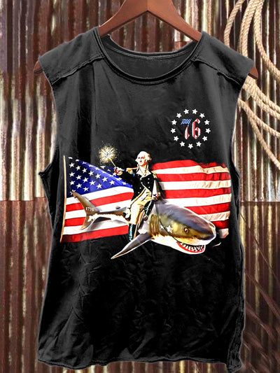 Vintage Independence Day Printed Cotton Tank Top