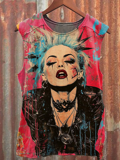 Men's Casual Punk Girl Printed Tank Top