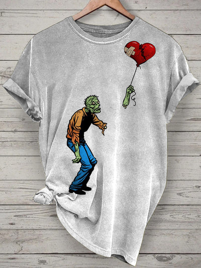Unisex Funny Skeleton Printed Vintage Fashion Loose Short Sleeve T-Shirt