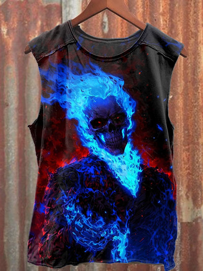 Fantasy Skull Graffiti Print Cotton Tank Top