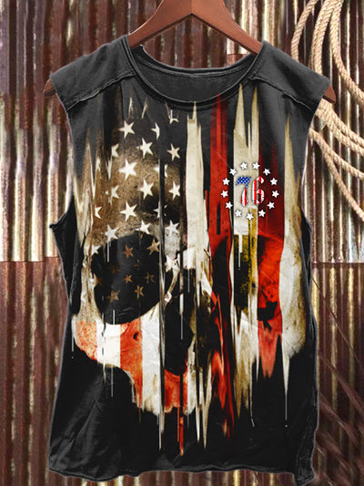 Vintage Independence Day Printed Cotton Tank Top