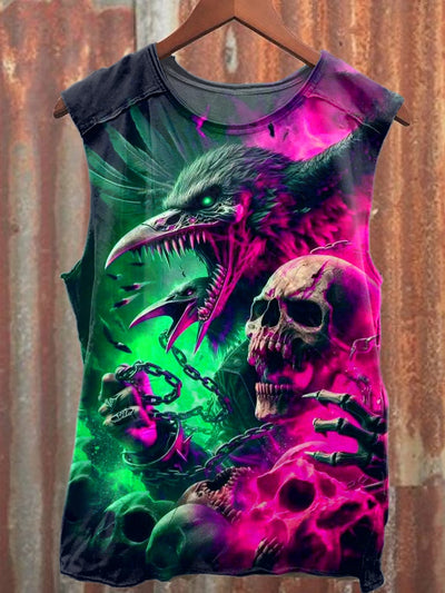 Fantasy Art Skull Graffiti Print Casual Cotton Tank Top
