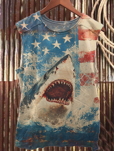 Retro Independence Day Printed Casual Cotton Tank Top