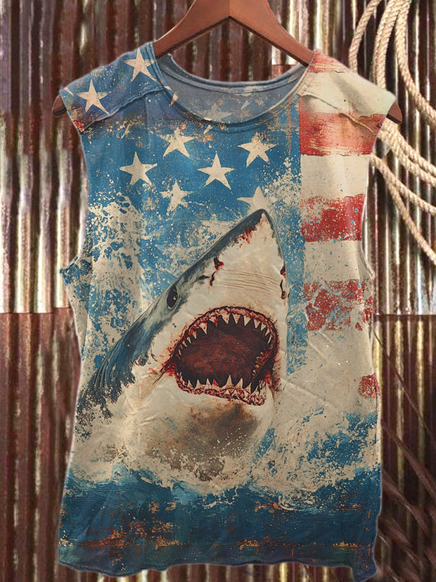 Retro Independence Day Printed Casual Cotton Tank Top