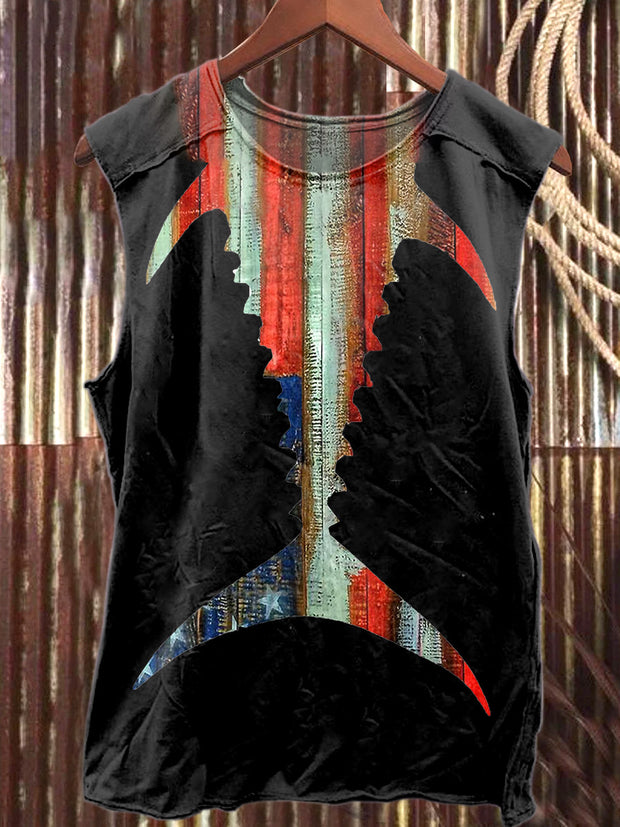 Retro Independence Day Printed Casual Cotton Tank Top