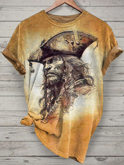 Pirate Printed Vintage Fashion Loose Short Sleeve T-Shirt