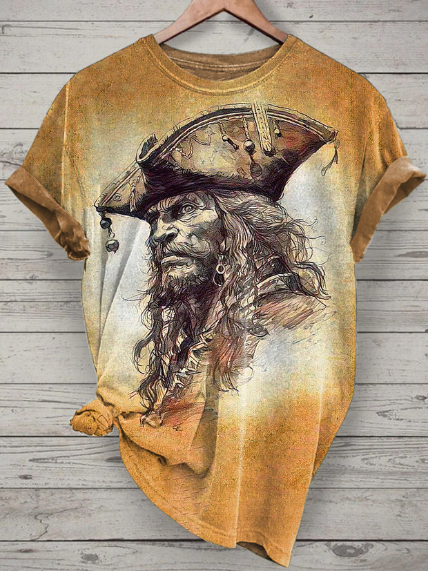 Pirate Printed Vintage Fashion Loose Short Sleeve T-Shirt