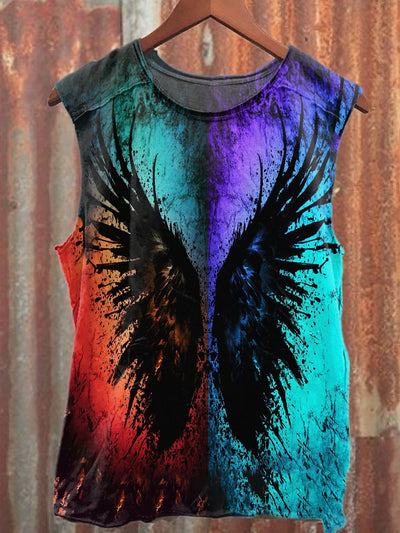 Fantasy Wings Feather Flower Casual Cotton Tank Top