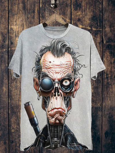 Robot Printed Vintage Fashion Loose Short Sleeve T-Shirt