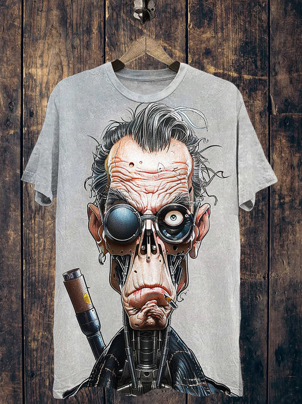 Robot Printed Vintage Fashion Loose Short Sleeve T-Shirt
