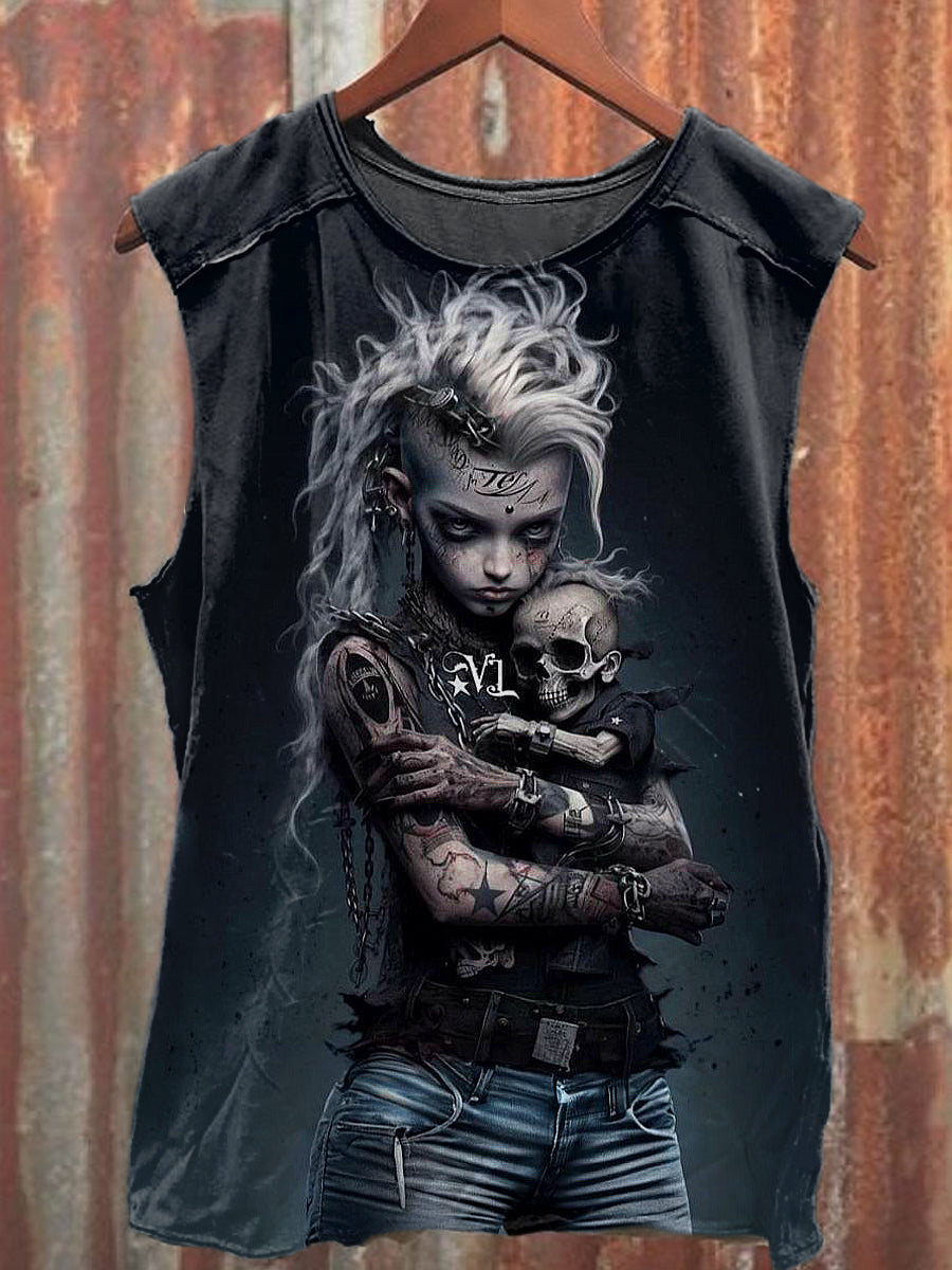 Men's Casual Punk Girl Printed Tank Top