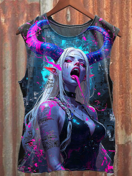 Men's Casual Witch Printed Tank Top
