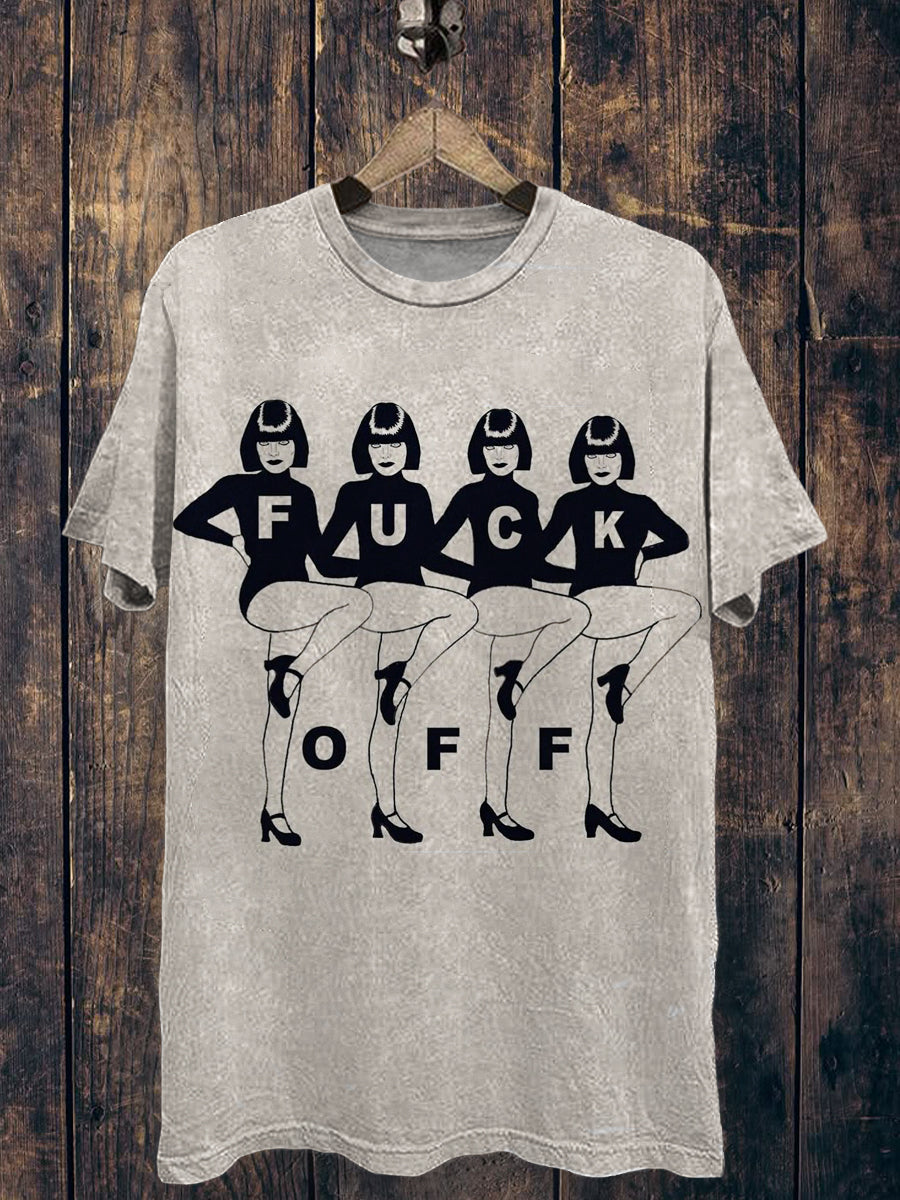 Funny Fuck Printed Vintage Fashion Loose Short Sleeve T-Shirt