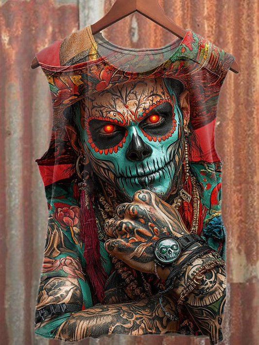 Graffiti Skull Casual Cotton Tank Top