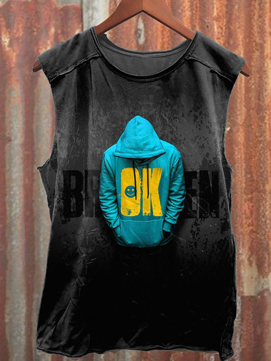 Graffiti Text Casual Cotton Tank Top