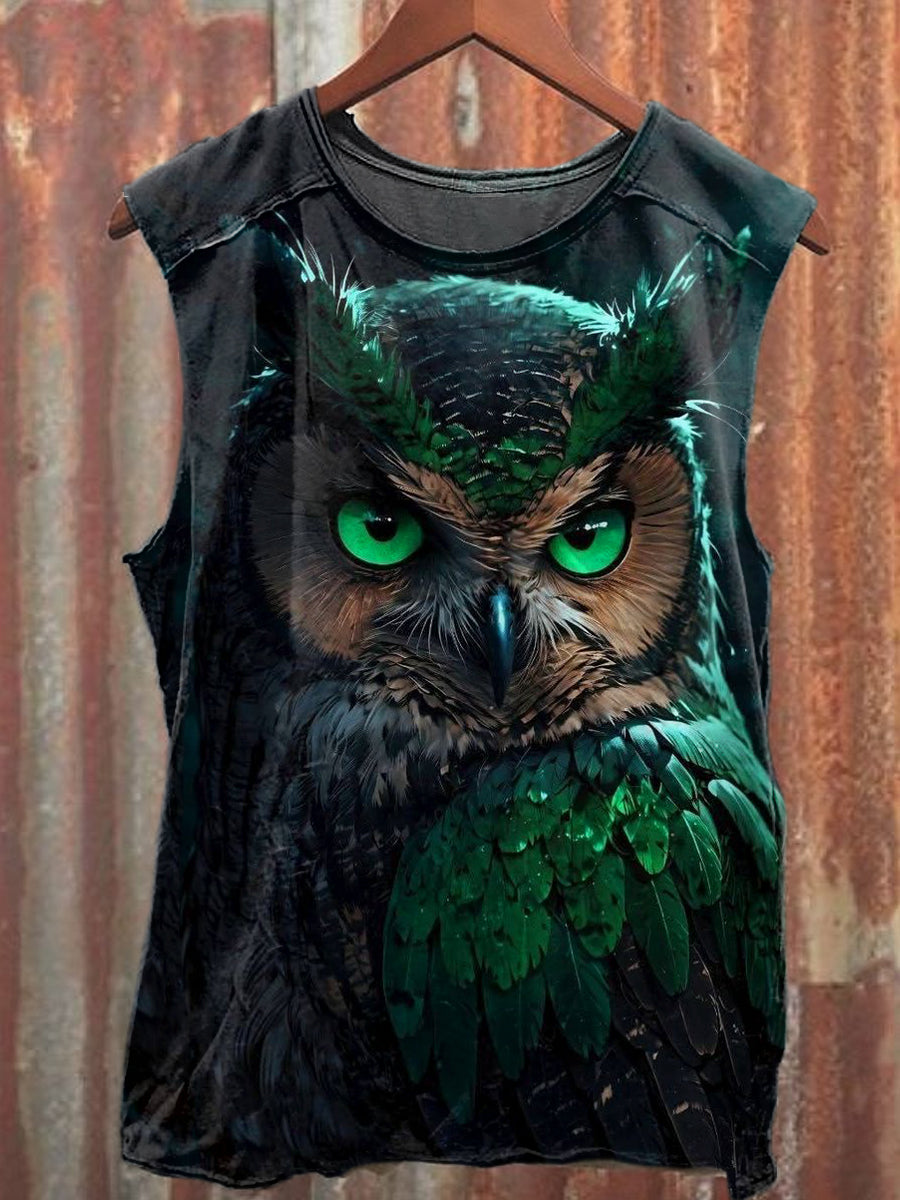 Men's Casual Owl Printed Tank Top