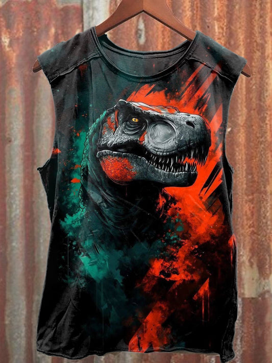 Funny Graffiti Dinosaur Casual Cotton Tank Top