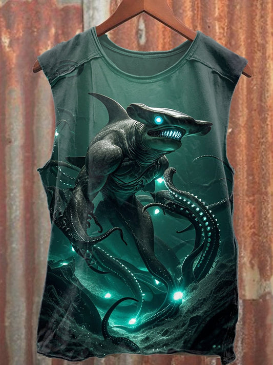 Funny Mutant Shark Casual Cotton Tank Top