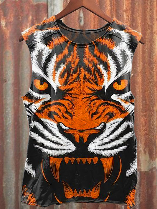 Men's Casual Tiger Printed Tank Top