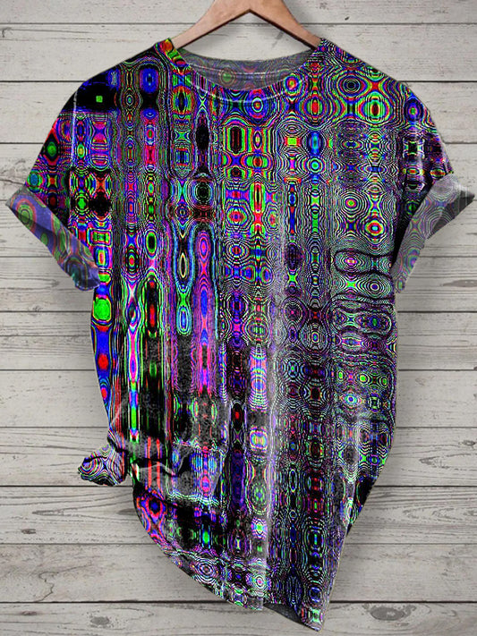 Unisex Abstract Printed Vintage Fashion Loose Short Sleeve T-Shirt