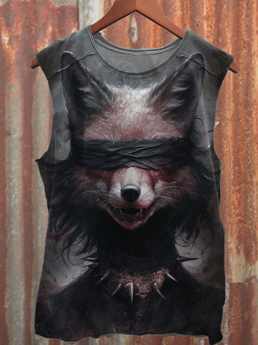 Retro Charming Fox Casual Cotton Tank Top