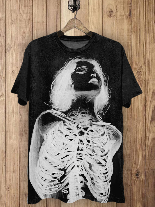 Unisex Abstract Girl Printed Vintage Fashion Loose Short Sleeve T-Shirt