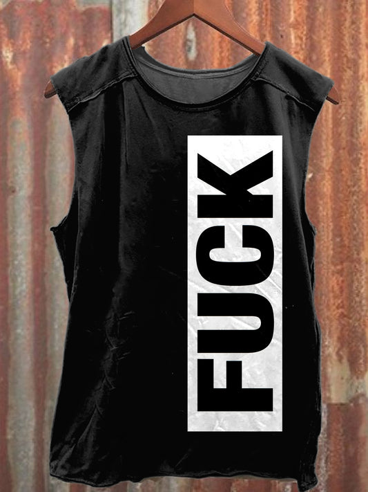 Graffiti Text Casual Cotton Tank Top