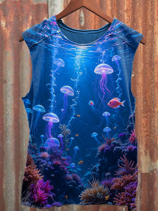 Men's Casual Underwater World Printed Tank Top