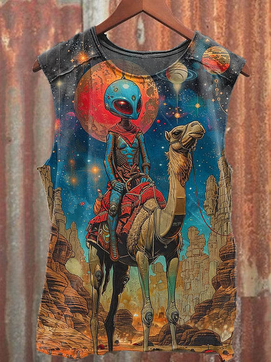 Men's Casual Funny Alien Printed Tank Top