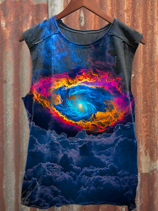 Men's Casual Colorful Starry Sky Printed Tank Top