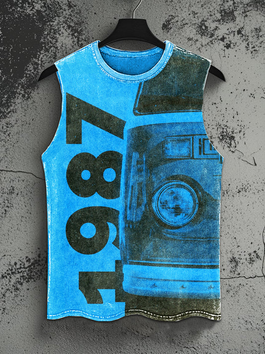 Retro Classic Graffiti Print Casual Tank Top