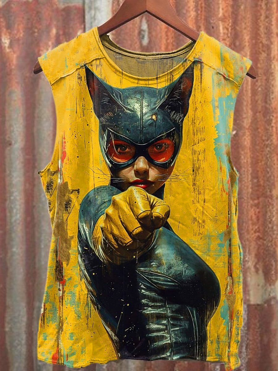 Men's Casual Catwoman Printed Tank Top