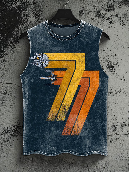 Retro Graffiti Print Casual Tank Top